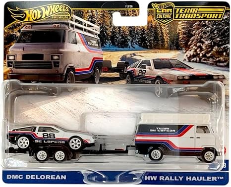 Hot Wheels Premium Car Culture Team Transport – DMC DeLorean + HW Rally Hauler