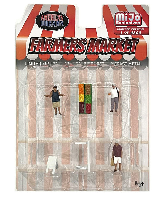 Farmers Market American Diorama MiJo Exclusives 1:64 figuras y puesto de mercado