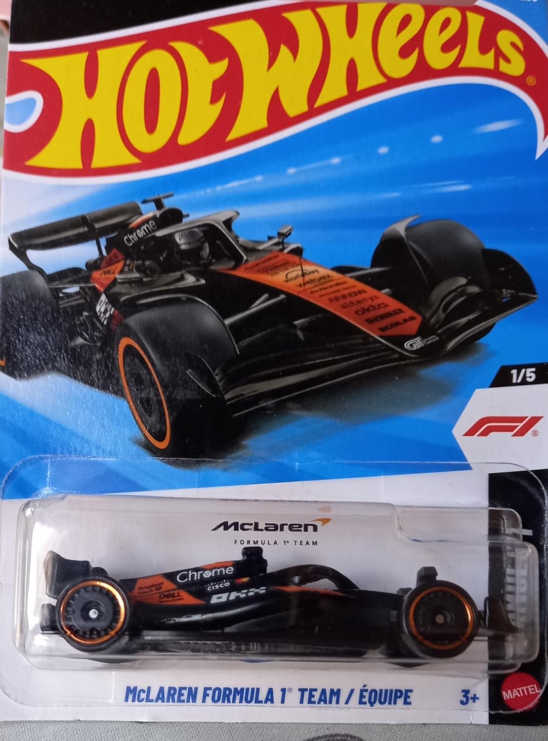 McLaren Formula 1 Team Hot Wheels Formula 1 1/5 negro naranja Chrome