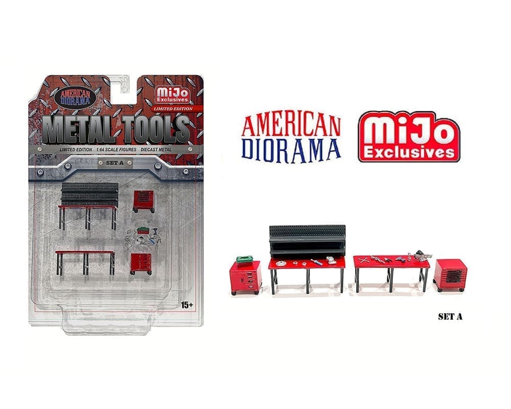 Metal Tools Set A American Diorama MiJo Exclusives 1:64 accesorios taller die-cast