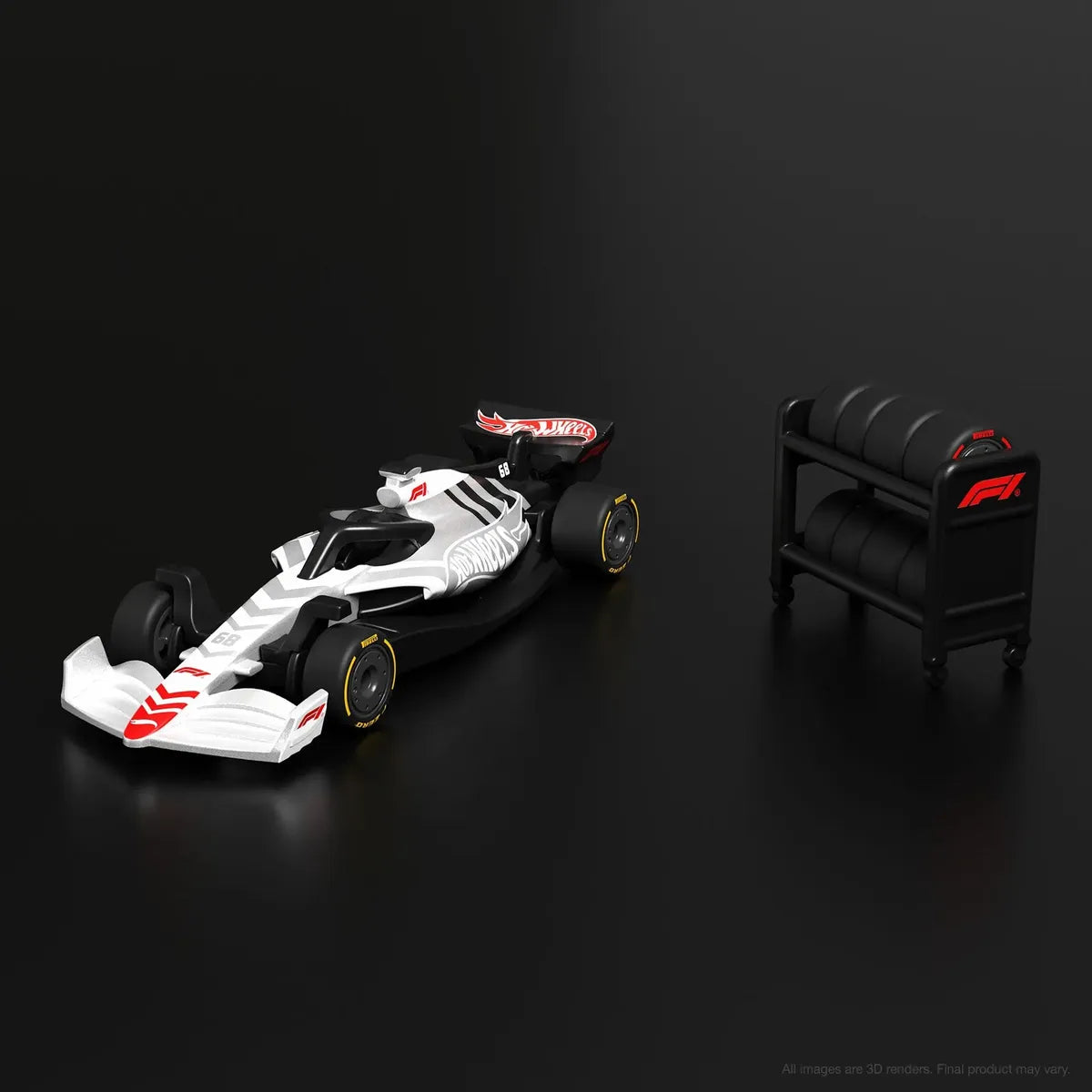 Hot Wheels Formula 1 F1 con rack de llantas