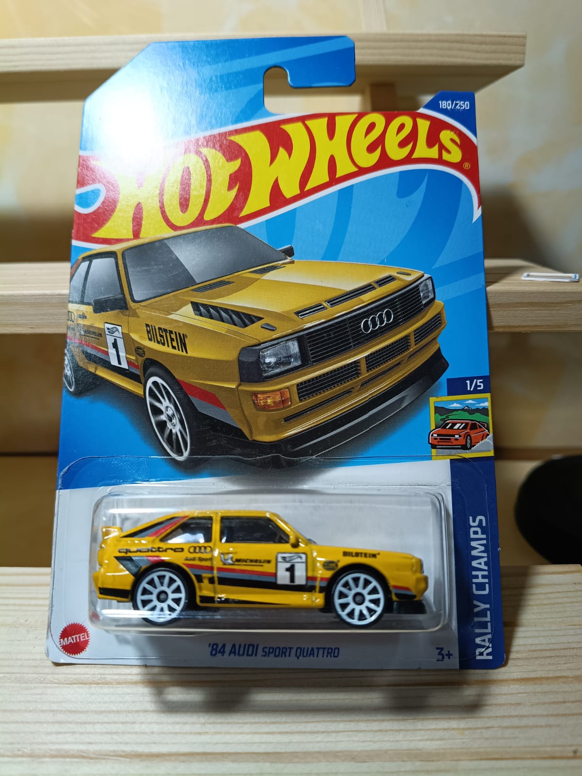 '84 Audi Sport Quattro Hot Wheels Rally Champs 1/5 amarillo Bilstein
