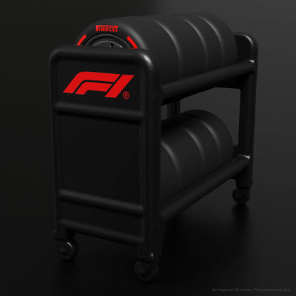 Hot Wheels Formula 1 F1 con rack de llantas