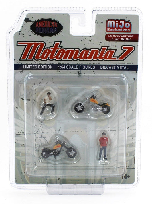 Motomania 7 American Diorama MiJo Exclusives 1:64 choppers naranja y figuras