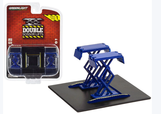 Double Scissor Lifts azul Greenlight 1:64 Series 1 elevadores tijera con base die-cast